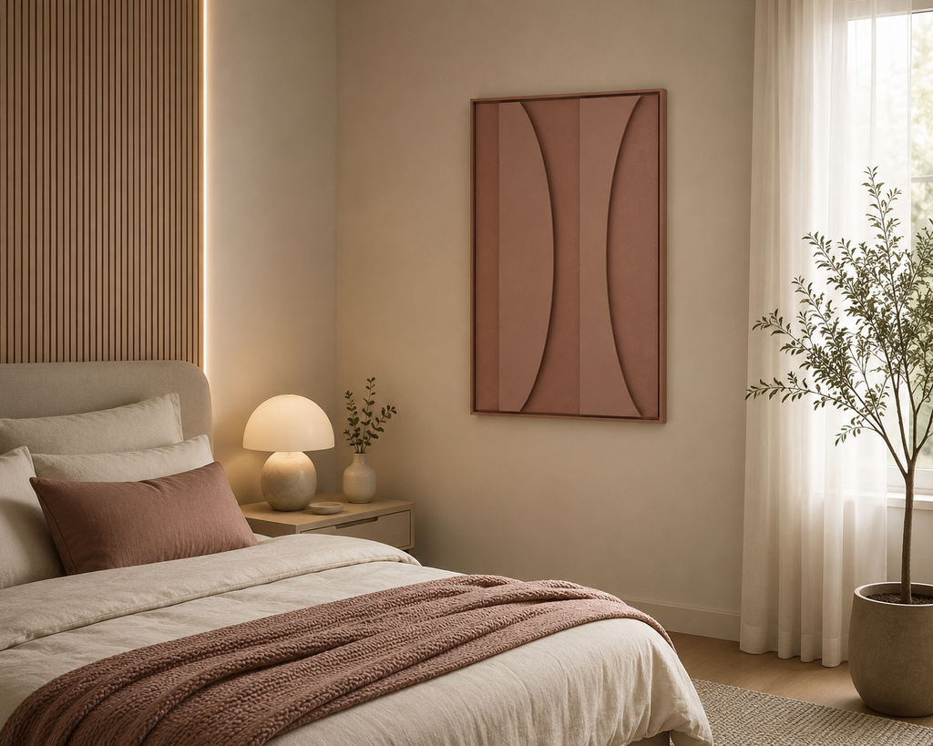 Terracotta Eclipse – Handcrafted 3D Geometric Wall Art on Stretched Wooden Canvas | Wallorah