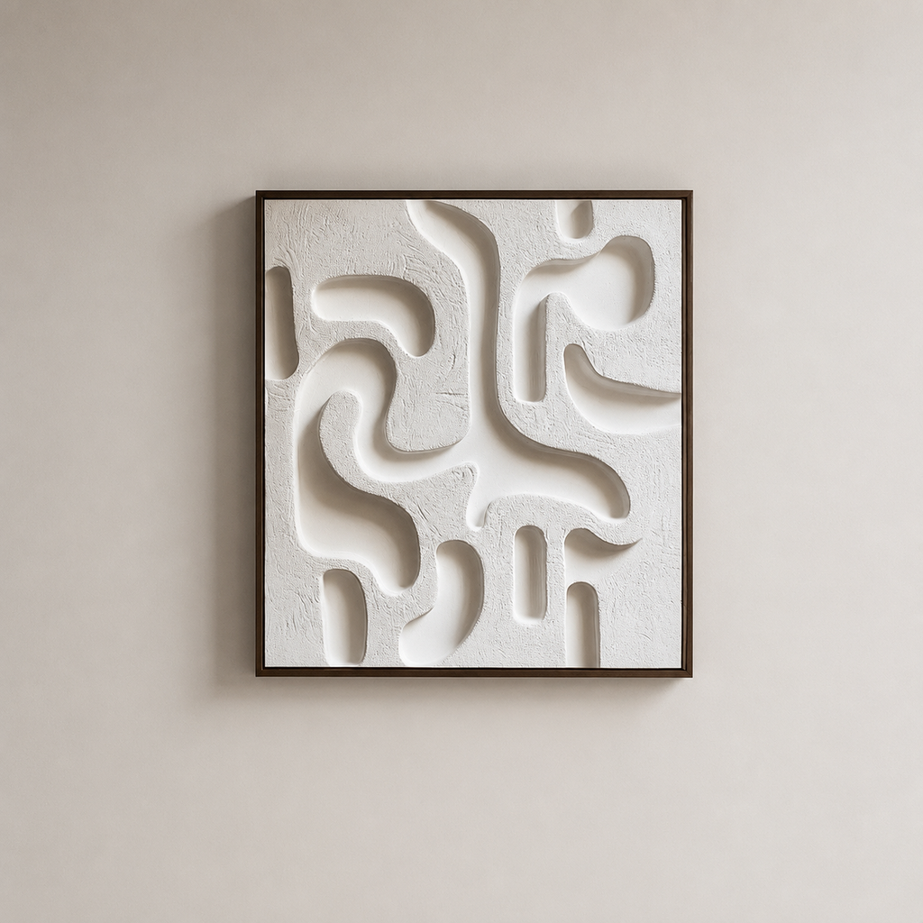 Ivory Flow – Handcrafted Organic Abstract Wall Art on Stretched Wooden Canvas | Wallorah