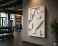 Ivory Geometric Relief Wall Art | Handcrafted 3D Wooden Wall Panel – Wallorah