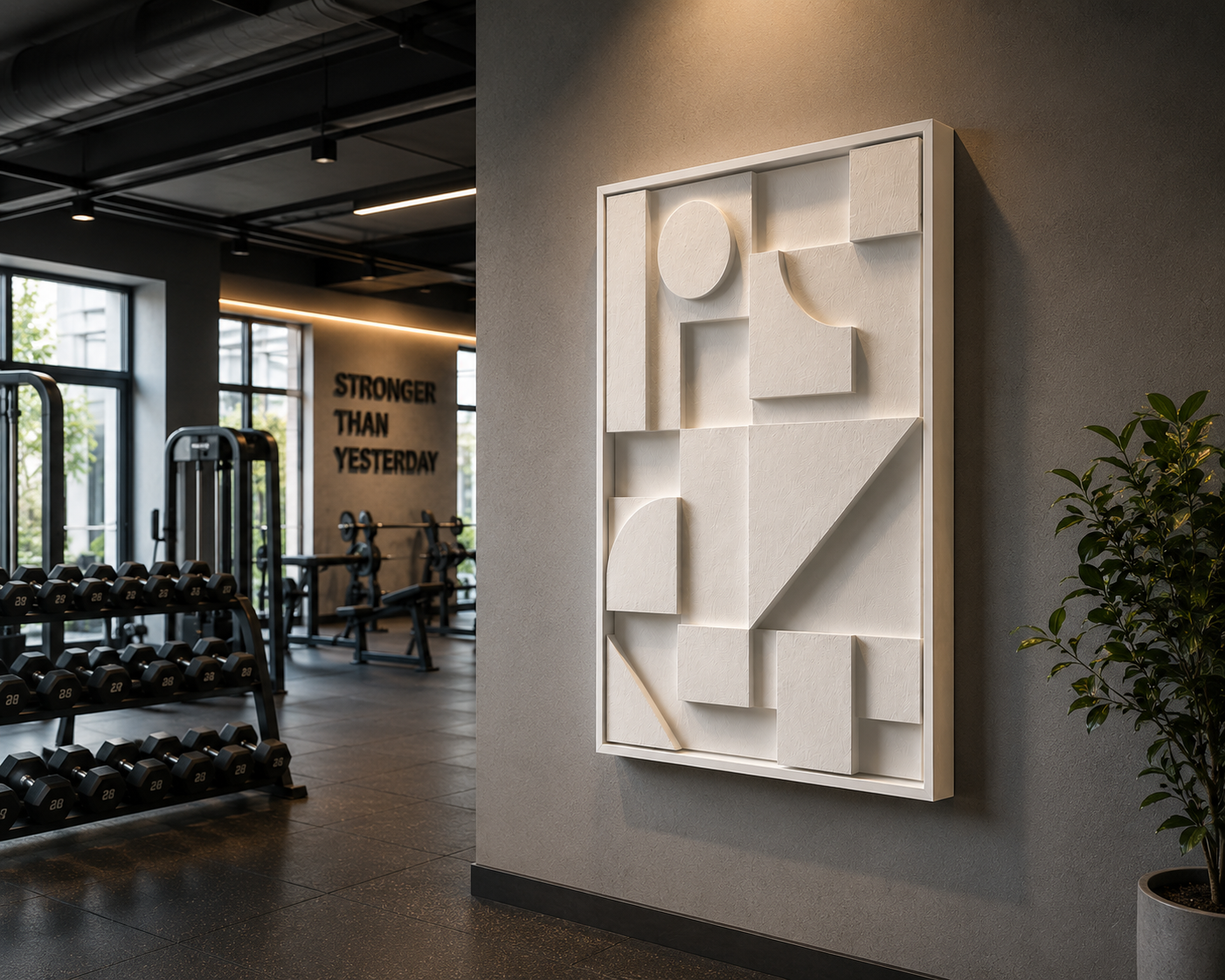 Ivory Geometric Relief Wall Art | Handcrafted 3D Wooden Wall Panel – Wallorah