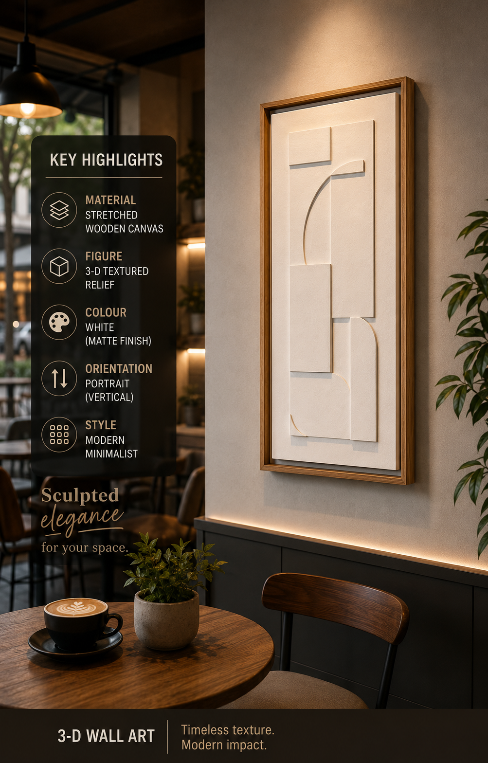 Ivory Harmony – Ivory White Handcrafted Geometric Wall Art on Stretched Wooden Canvas | Wallorah