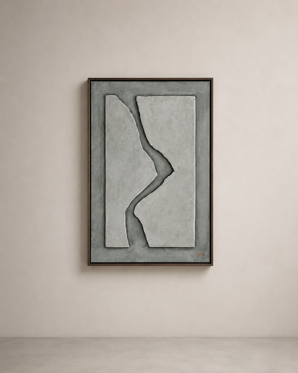 Fractured Serenity – Sage Grey & Stone White Handcrafted Abstract Wall Art on Stretched Wooden Canvas | Wallorah