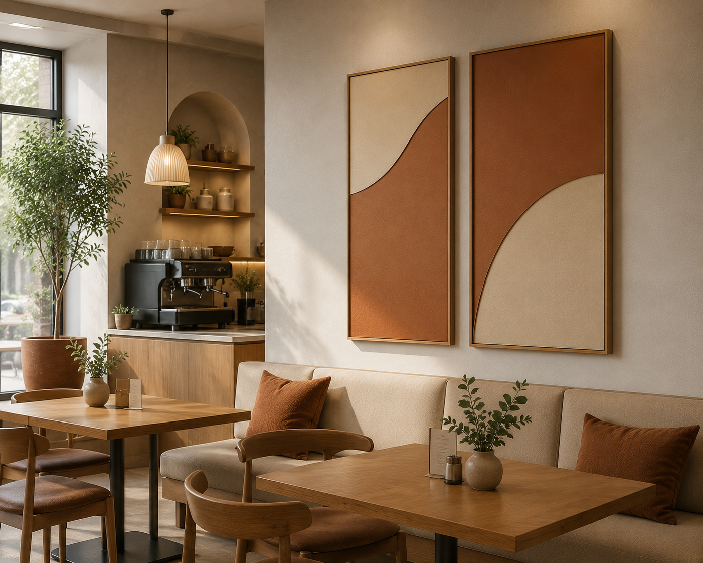 Terracotta Duo Abstract Wall Art Set | Minimalist Neutral Canvas (Set of 2) – Wallorah
