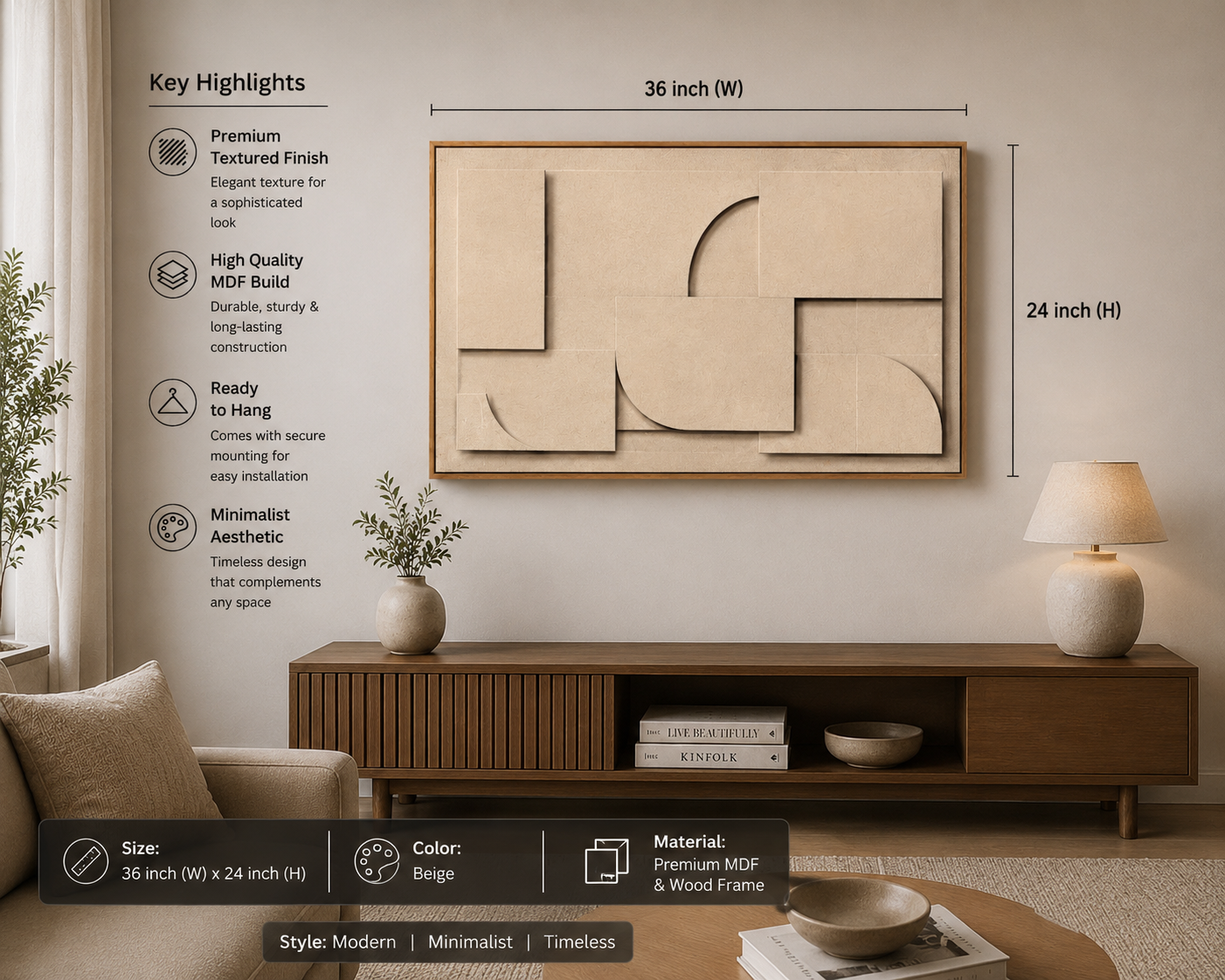 Sand Beige Horizon Relief  | Wallorah