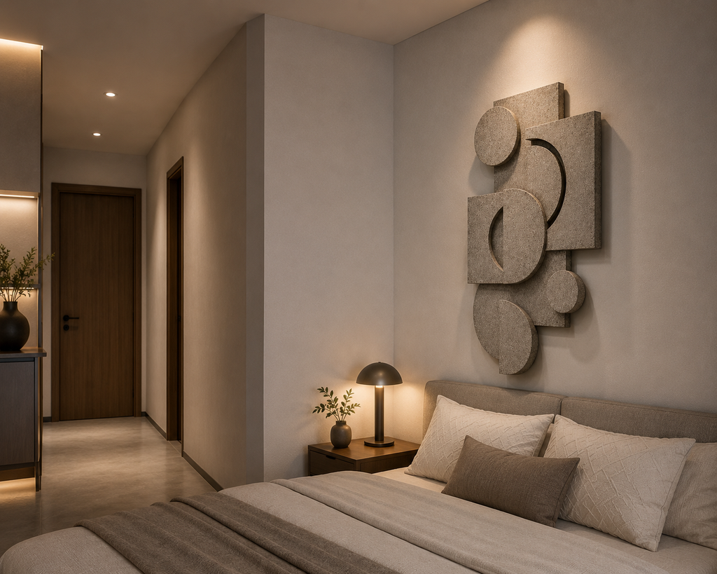 Stone Textured Geometric Relief Wall Art | Handcrafted 3D Sculptural Wall Décor – Wallorah