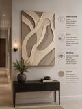 Flowing Harmony – Beige & Taupe Handcrafted Textured Wall Art on Stretched Wooden Canvas | Wallorah