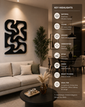 Midnight Flow – Black Handcrafted Organic Abstract Wall Art on Stretched Wooden Canvas | Wallorah