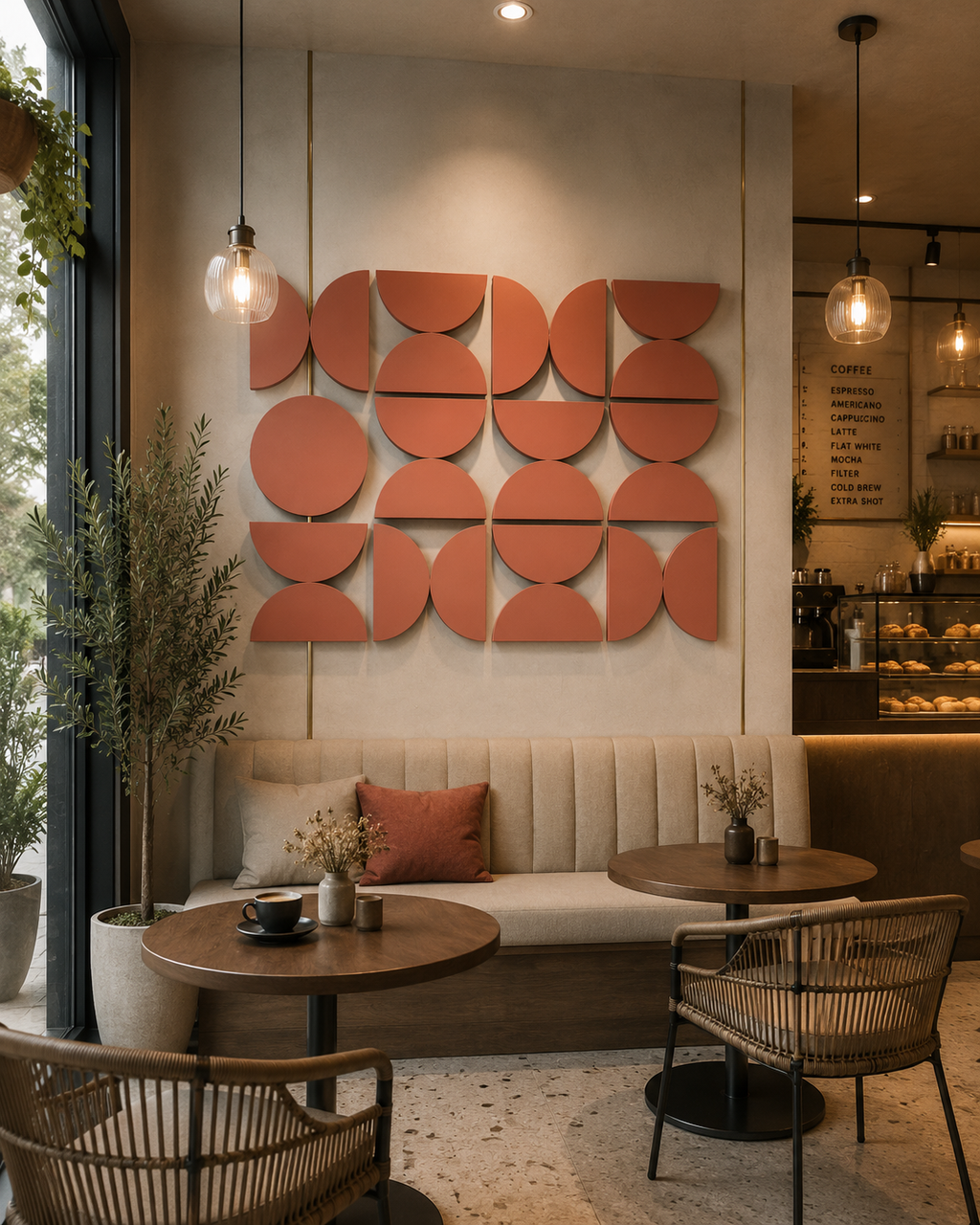 Terracotta Mosaic – Terracotta Brown Handcrafted Geometric Wall Art Set on Stretched Wooden Canvas | Wallorah
