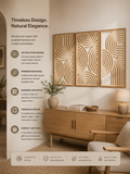 Nordic Arc Symphony – Handcrafted Wooden Geometric Triptych Wall Art on Stretched Wooden Canvas | Wallorah