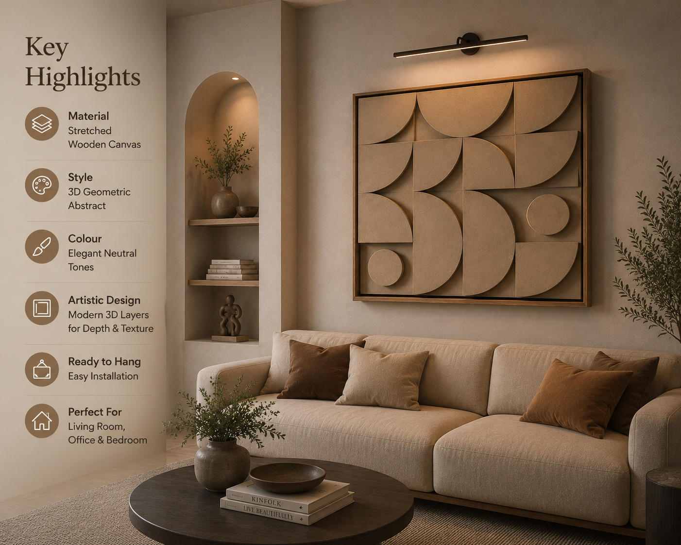 Taupe Geometric Mosaic  | Wallorah