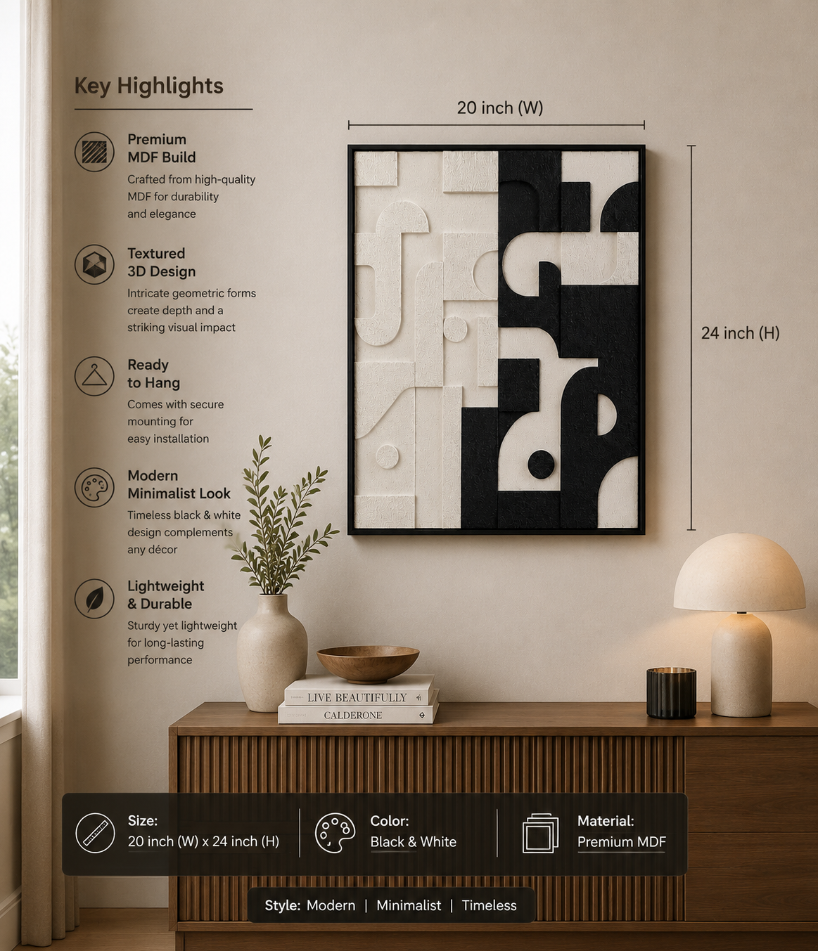 Monochrome Contrast Geometry  | Wallorah