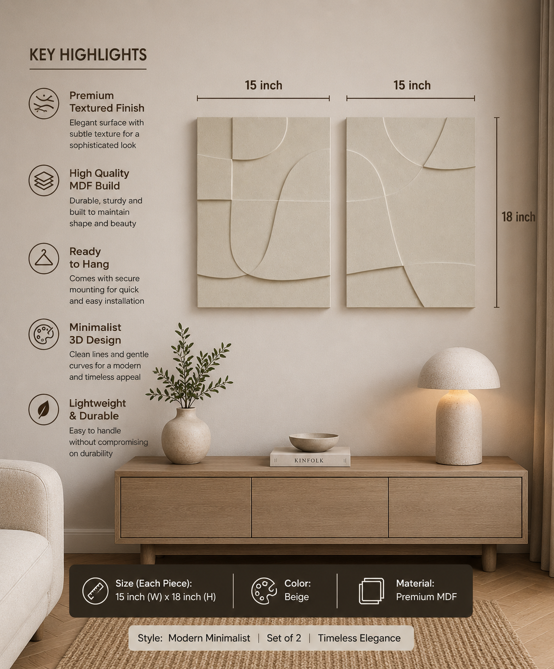 Ivory Harmony Diptych  | Wallorah
