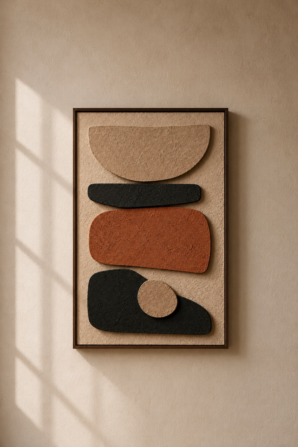 Rust & Charcoal Harmony – Handcrafted Abstract Textured Wall Art on Stretched Wooden Canvas | Wallorah