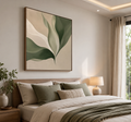Serene Botanical Abstract Wall Art | Minimalist Green & Beige Canvas – Wallorah