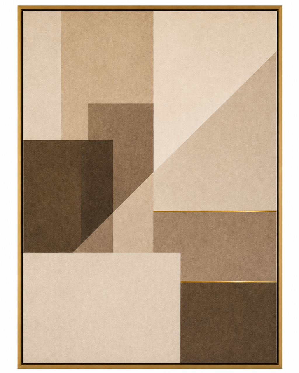 Earth Tone Geometric Abstract Wall Art | Modern Neutral Framed Canvas – Wallorah