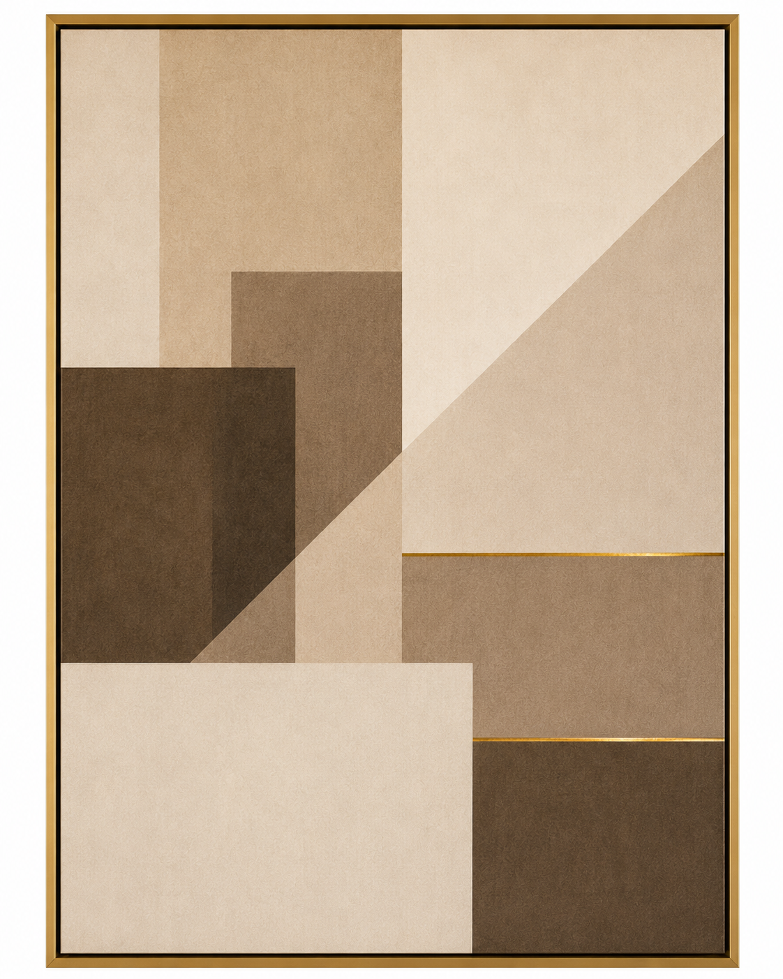 Earth Tone Geometric Abstract Wall Art | Modern Neutral Framed Canvas – Wallorah