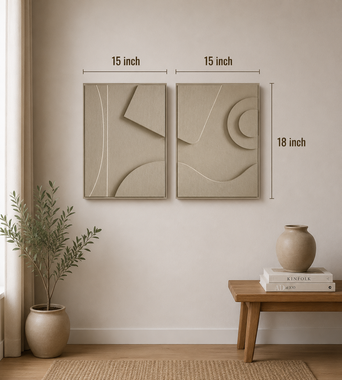 Sand Beige Harmony Diptych  | Wallorah