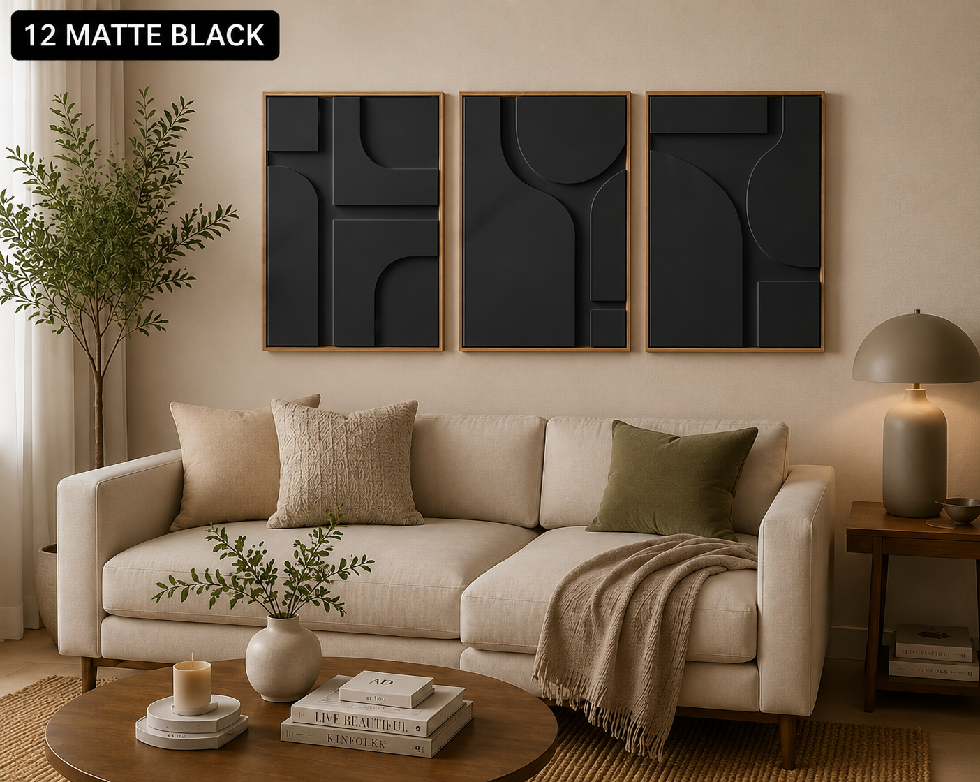 Ivory White Geometric Trio | Wallorah