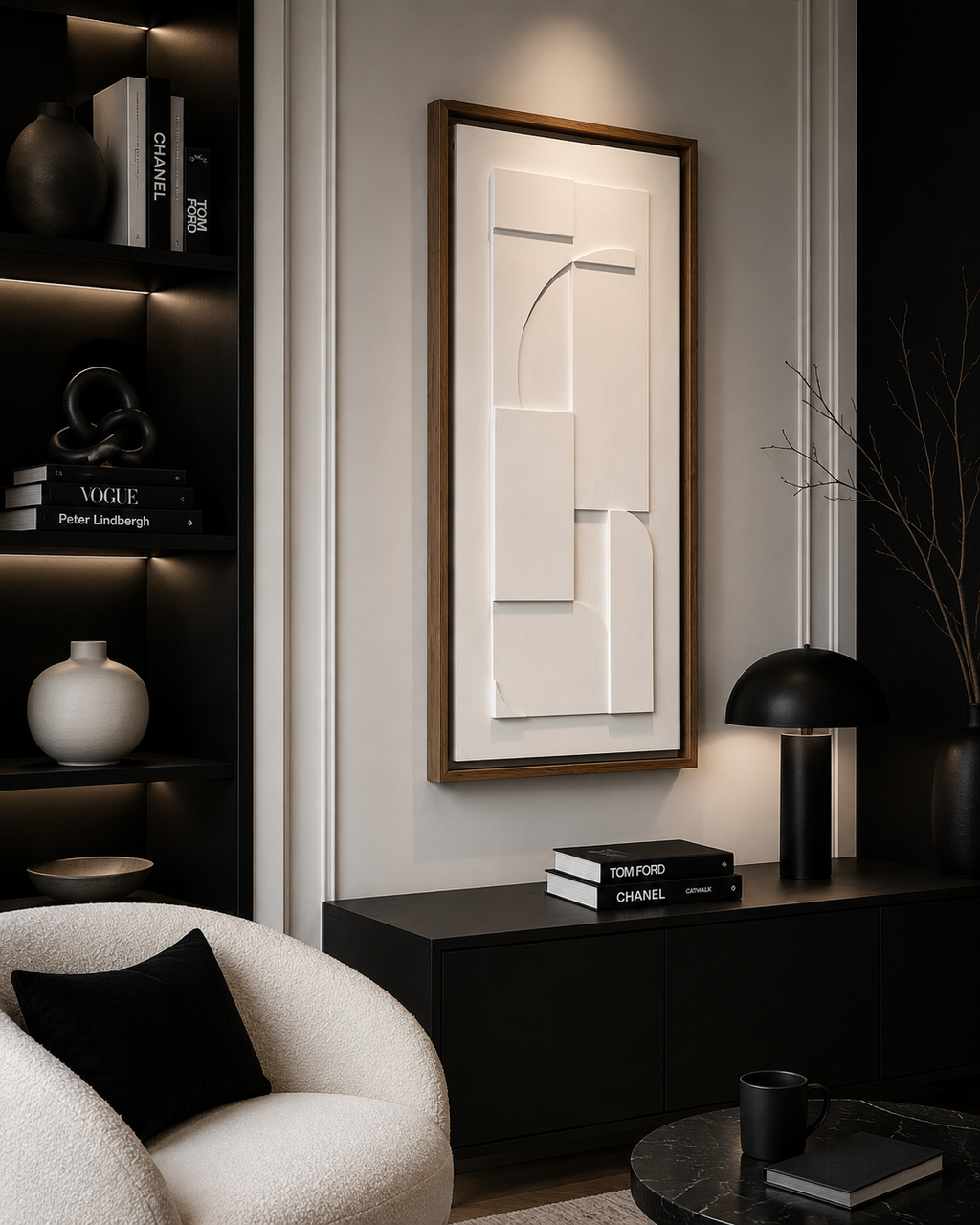 Ivory Harmony – Ivory White Handcrafted Geometric Wall Art on Stretched Wooden Canvas | Wallorah