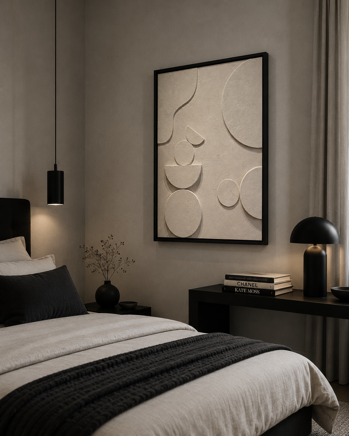 Ivory Balance – Ivory White Handcrafted Geometric Abstract Wall Art on Stretched Wooden Canvas | Wallorah