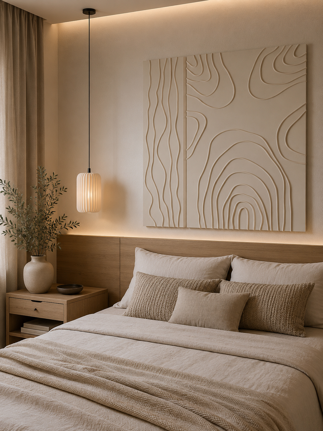 Ivory Topography – Handcrafted Minimalist 3D Abstract Wall Art on Stretched Wooden Canvas | Wallorah