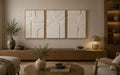 Ivory White Geometric Trio – Handcrafted 3-Piece Abstract Wall Art on Stretched Wooden Canvas | Wallorah