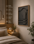 Midnight Balance – Charcoal Black Handcrafted Geometric Wall Art on Stretched Wooden Canvas | Wallorah