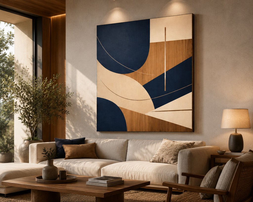 Terra Geometry Abstract Wall Art | Modern Black & Rust Canvas – Wallorah