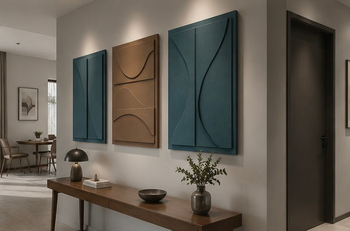 Serenity Curves – Handcrafted Abstract Wall Art (Set of 3) | Stretched Wooden Canvas | Wallorah