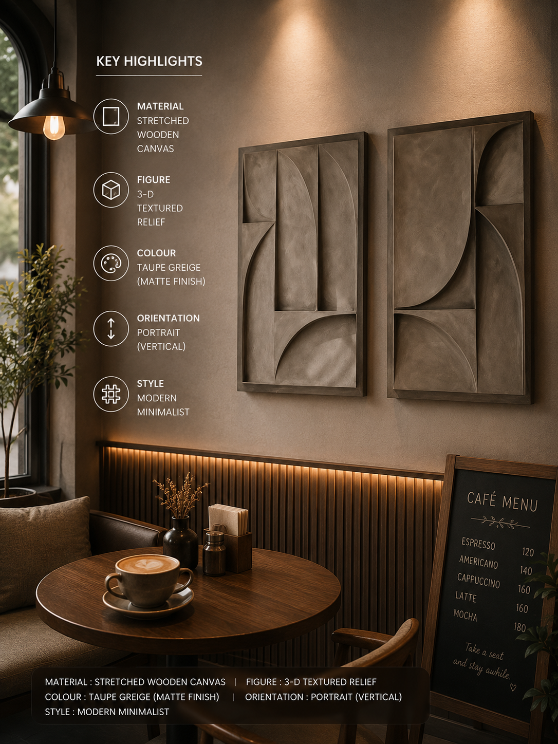 Earthform Duo – Stone Taupe Handcrafted Diptych Wall Art on Stretched Wooden Canvas | Wallorah