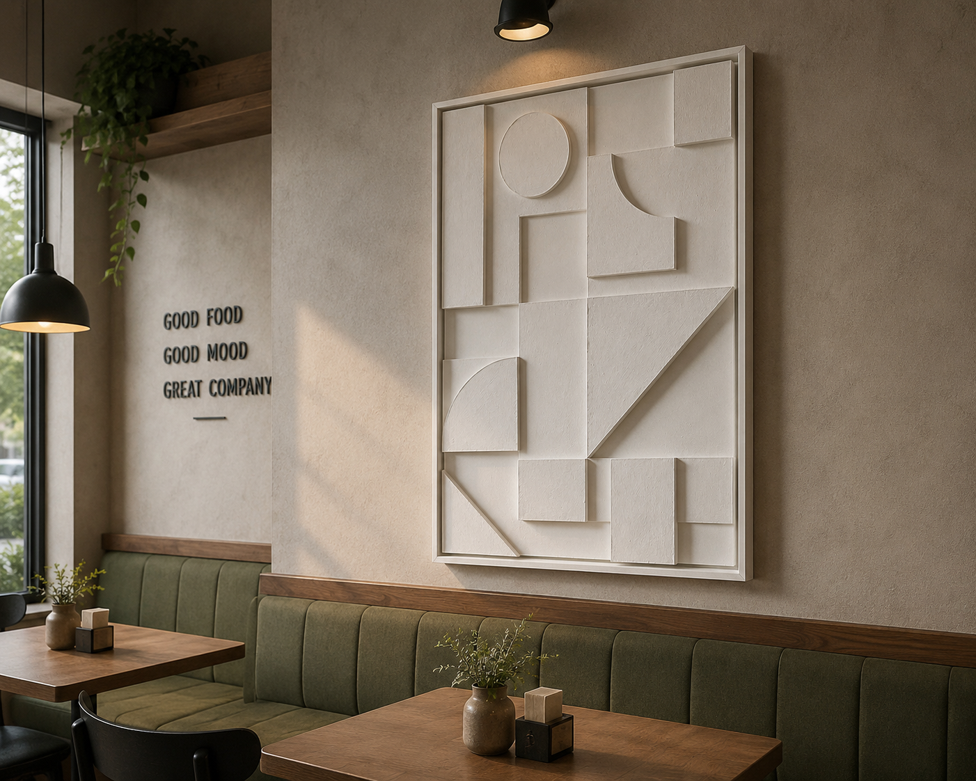 Ivory Structure – Ivory White Handcrafted Geometric Wall Art on Stretched Wooden Canvas | Wallorah