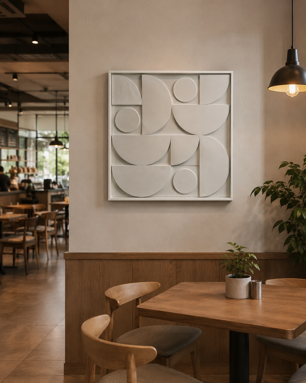 Ivory Geometry – Handcrafted Geometric Abstract Wall Art on Stretched Wooden Canvas | Wallorah
