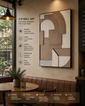 Modern Arch Geometry – Taupe & White Handcrafted Abstract Wall Art on Stretched Wooden Canvas | Wallorah
