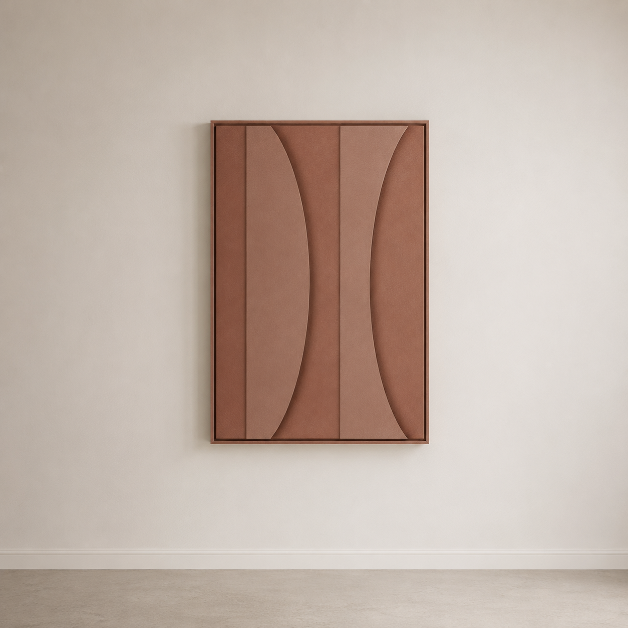 Terracotta Eclipse – Handcrafted 3D Geometric Wall Art on Stretched Wooden Canvas | Wallorah