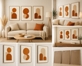 Terra Forms – Modern Geometric Wall Art Set of 3 | Premium Framed Canvas | Terracotta & Beige Minimalist Wall Decor