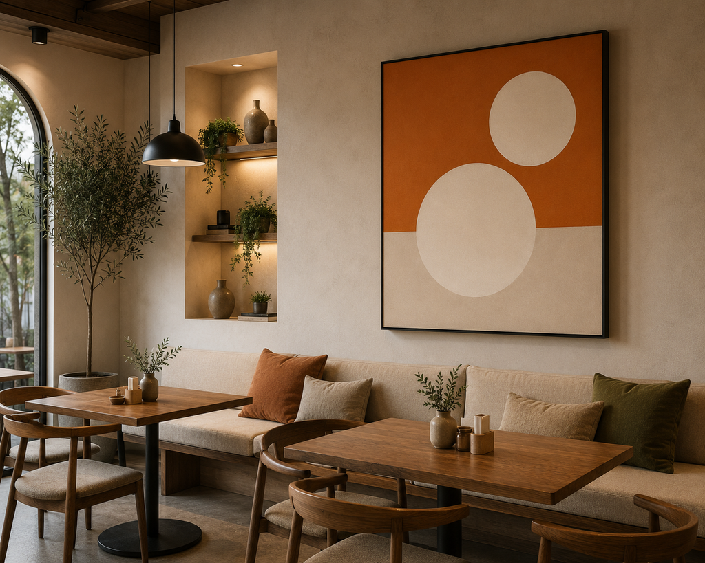 Terracotta Eclipse Abstract Wall Art | Modern Minimalist Canvas – Wallorah