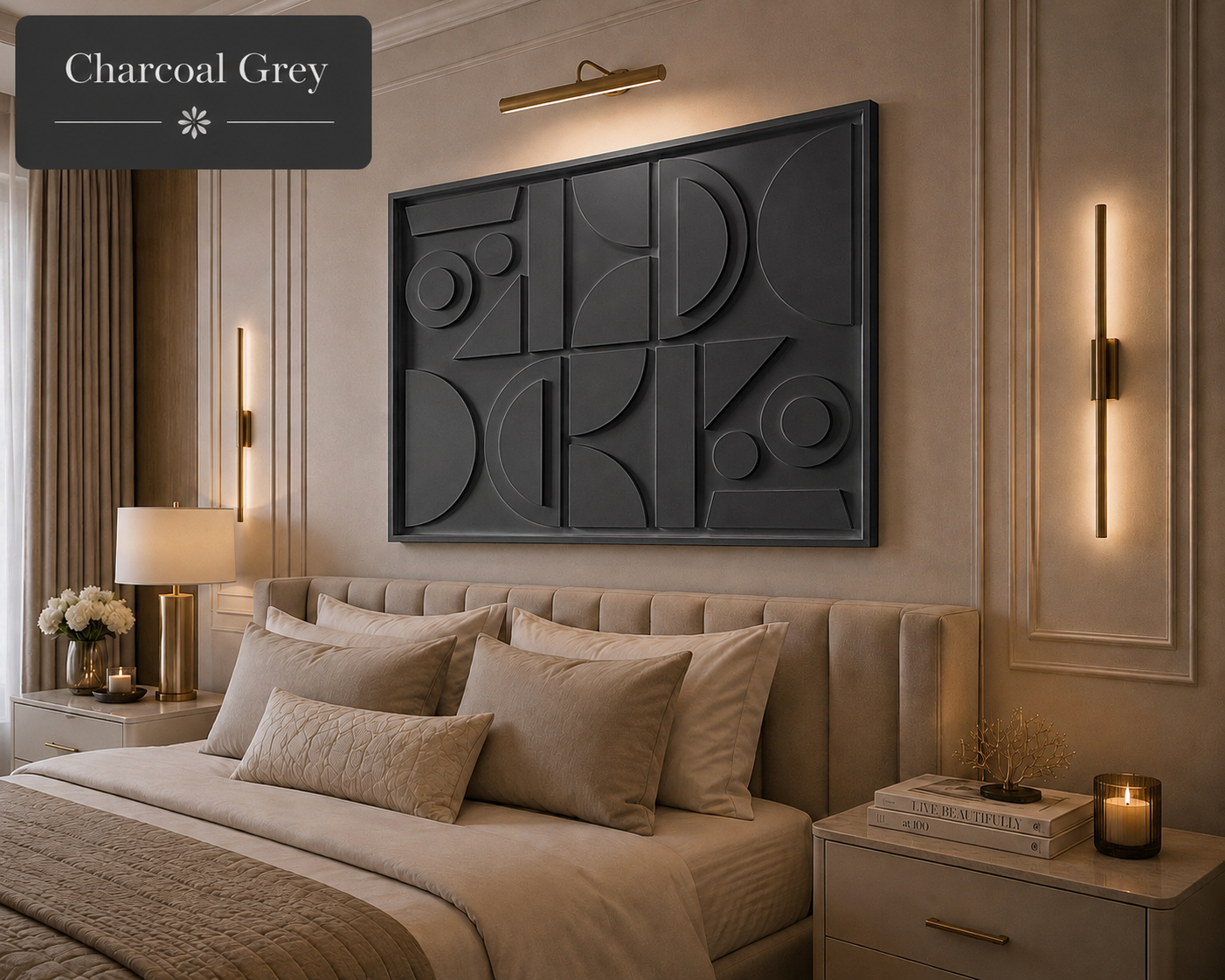 Ivory Geometry Grid  | Wallorah