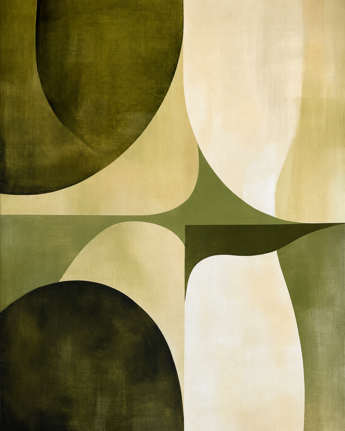 Olive Harmony Abstract Wall Art | Modern Geometric Canvas – Wallorah