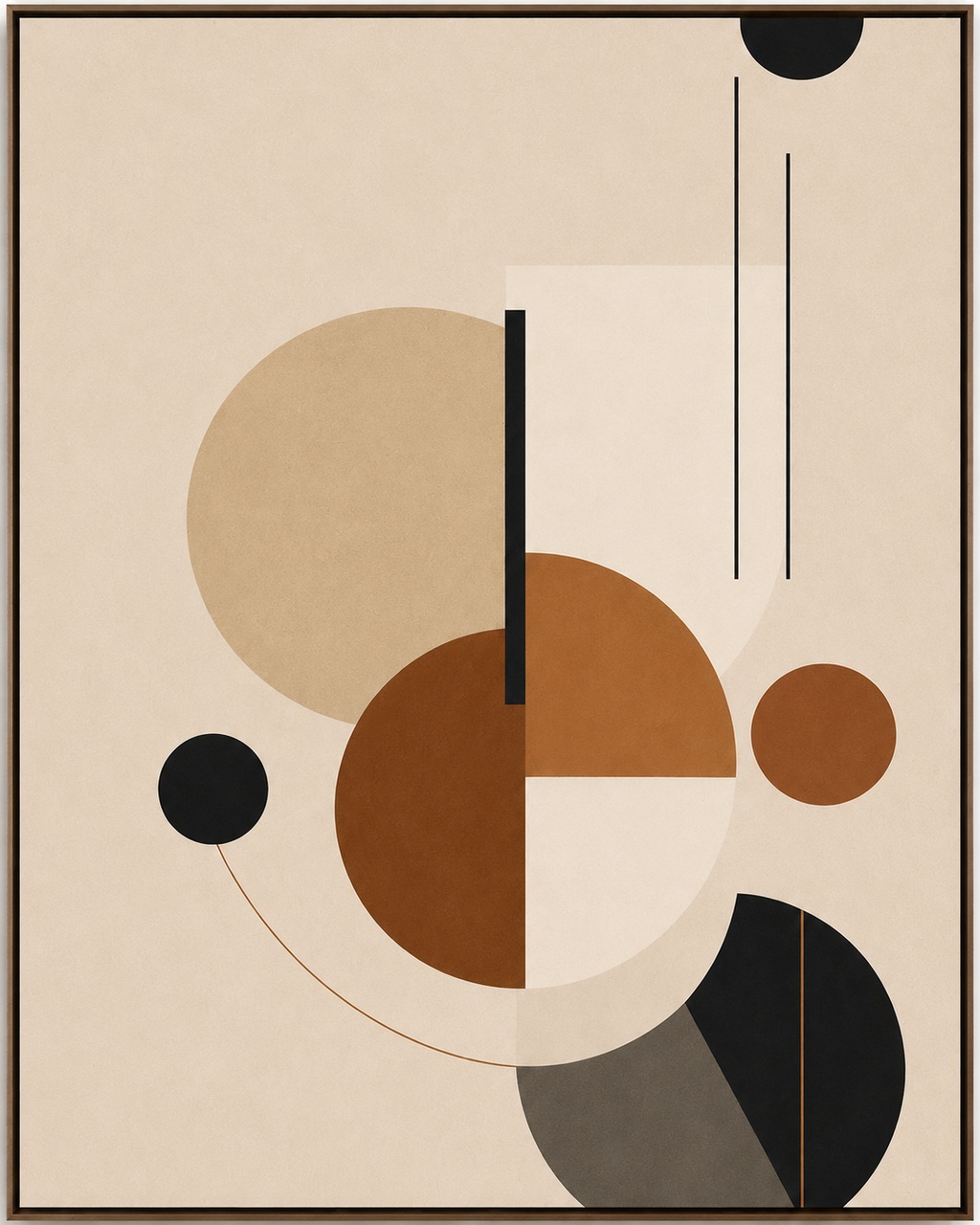 Modern Geometric Circles Abstract Wall Art | Neutral Minimalist Framed Canvas – Wallorah