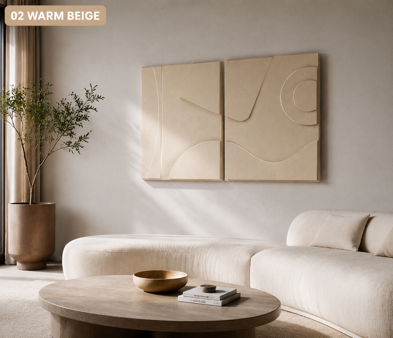 Sand Beige Harmony Diptych  | Wallorah