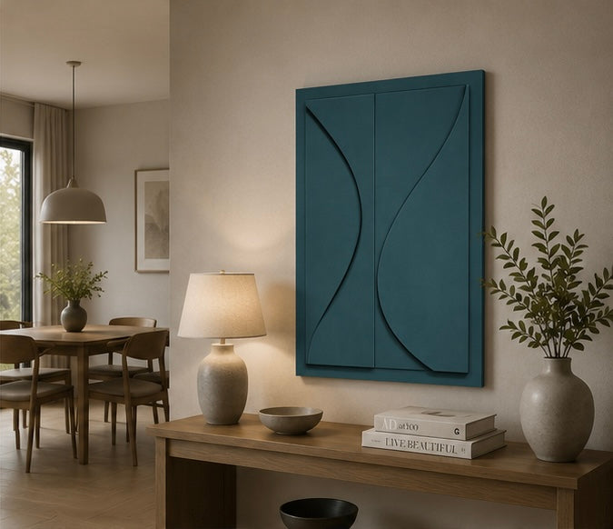 Azure Blue Flow – Handcrafted Abstract Wall Art on Stretched Wooden Canvas | Wallorah