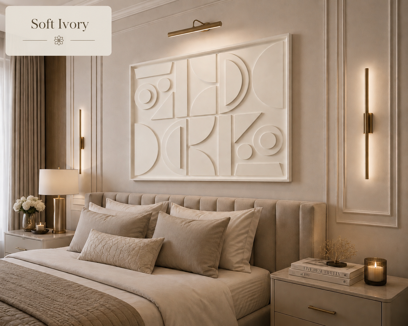 Ivory Geometry Grid  | Wallorah