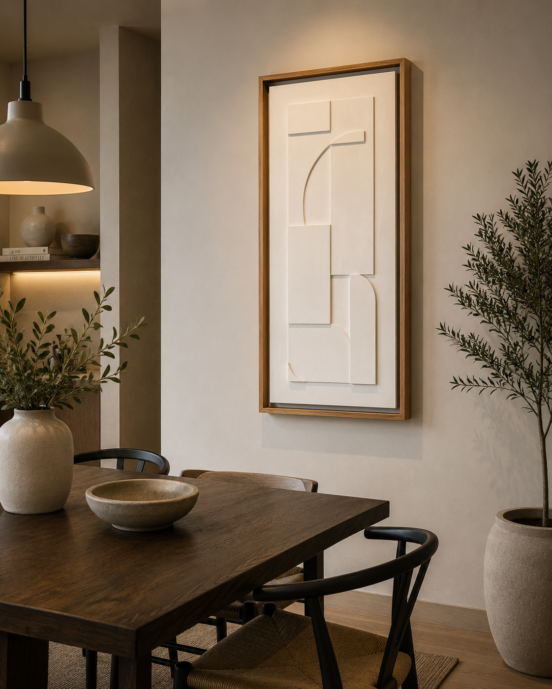 Ivory Harmony – Ivory White Handcrafted Geometric Wall Art on Stretched Wooden Canvas | Wallorah