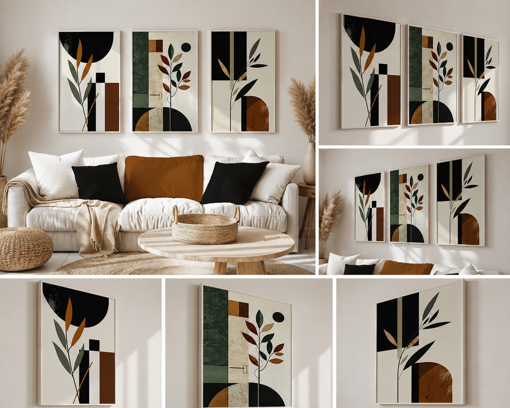 Botanical Luxe | Set of 3 Abstract Canvas Wall Art | Premium UV Printed Ready-to-Hang
