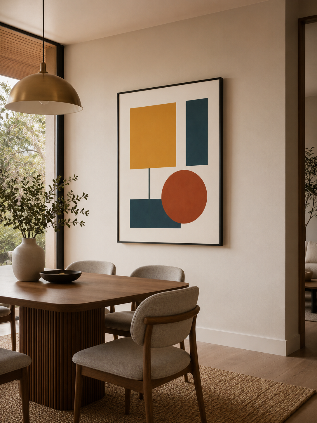 Modern Balance Abstract Wall Art | Geometric Mustard & Teal Canvas – Wallorah