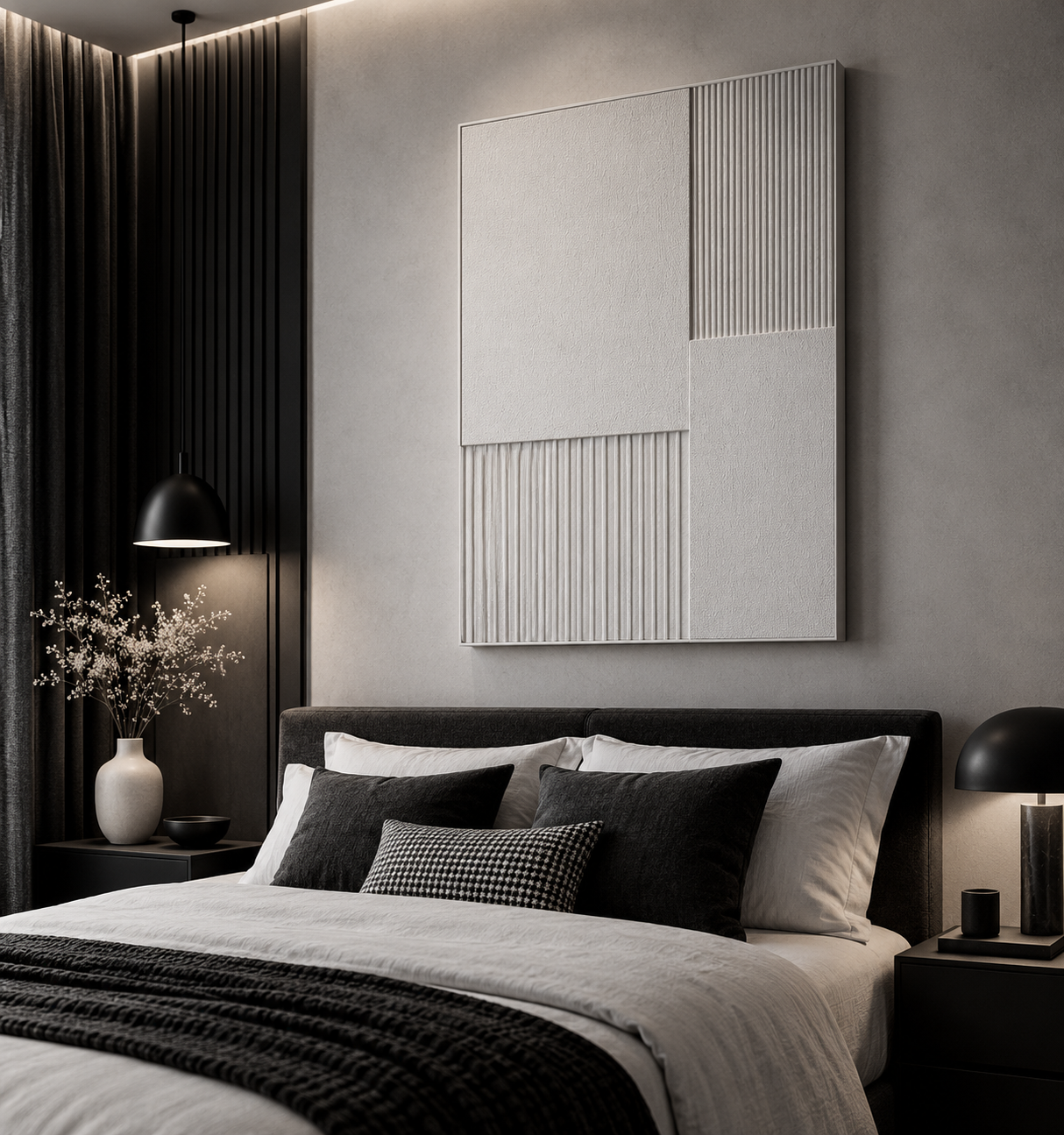 Ivory Geometry – Handcrafted Ivory White Minimalist Textured Wall Art on Stretched Wooden Canvas | Wallorah