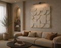 Ivory Eclipse Mosaic – Ivory White Handcrafted Geometric Wall Art on Stretched Wooden Canvas | Wallorah