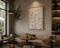 Ivory Geometric Mosaic – Ivory White Handcrafted Abstract Wall Art on Stretched Wooden Canvas | Wallorah