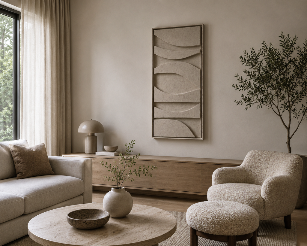 Ivory Wave Relief – Handcrafted Minimalist 3D Abstract Wall Art on Stretched Wooden Canvas | Wallorah