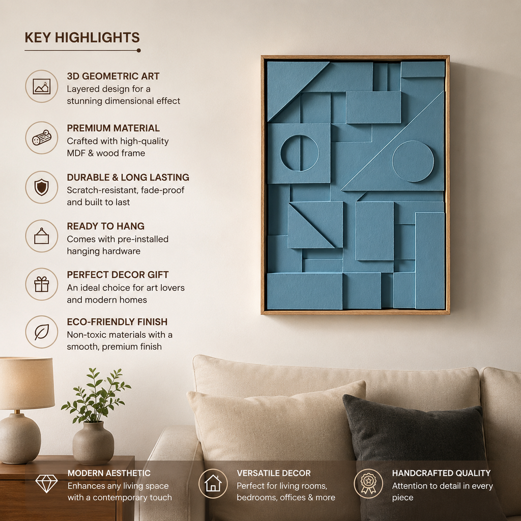 Slate Blue Geometric Relief | Wallorah
